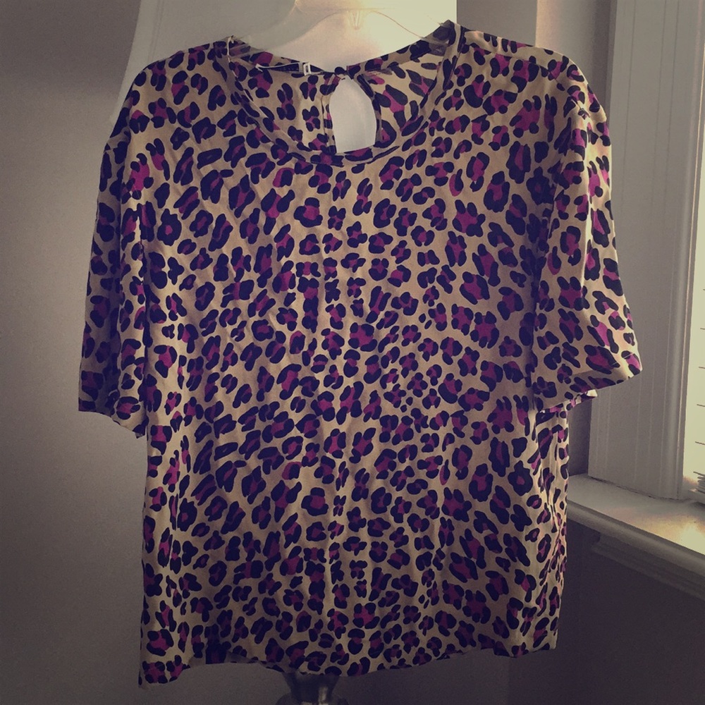Equipment brand silk leopard top